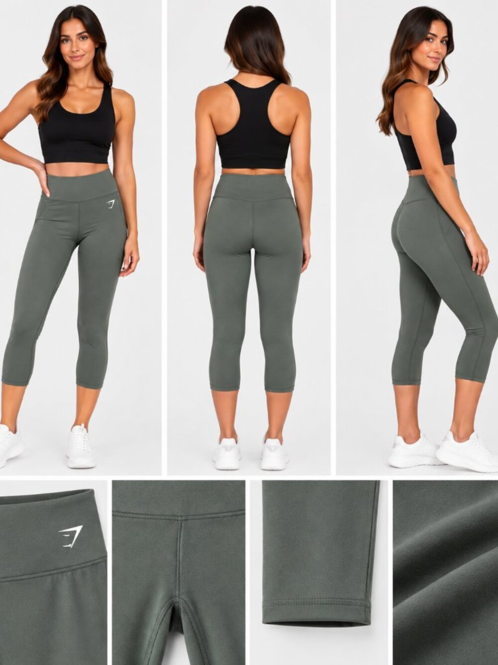 Gymshark Training 7/8 Cropped Leggings Gray High Rise M